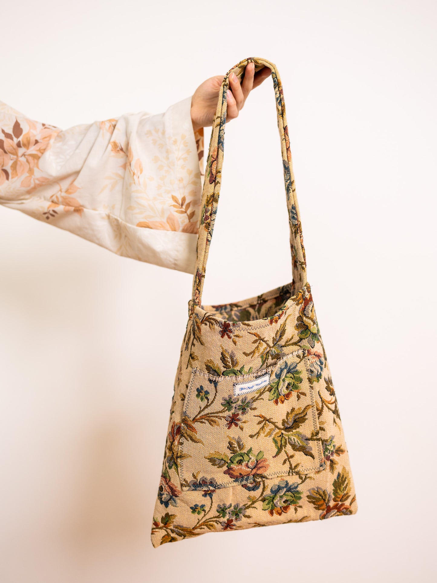 Vintage Floral Fabric Tote Bag