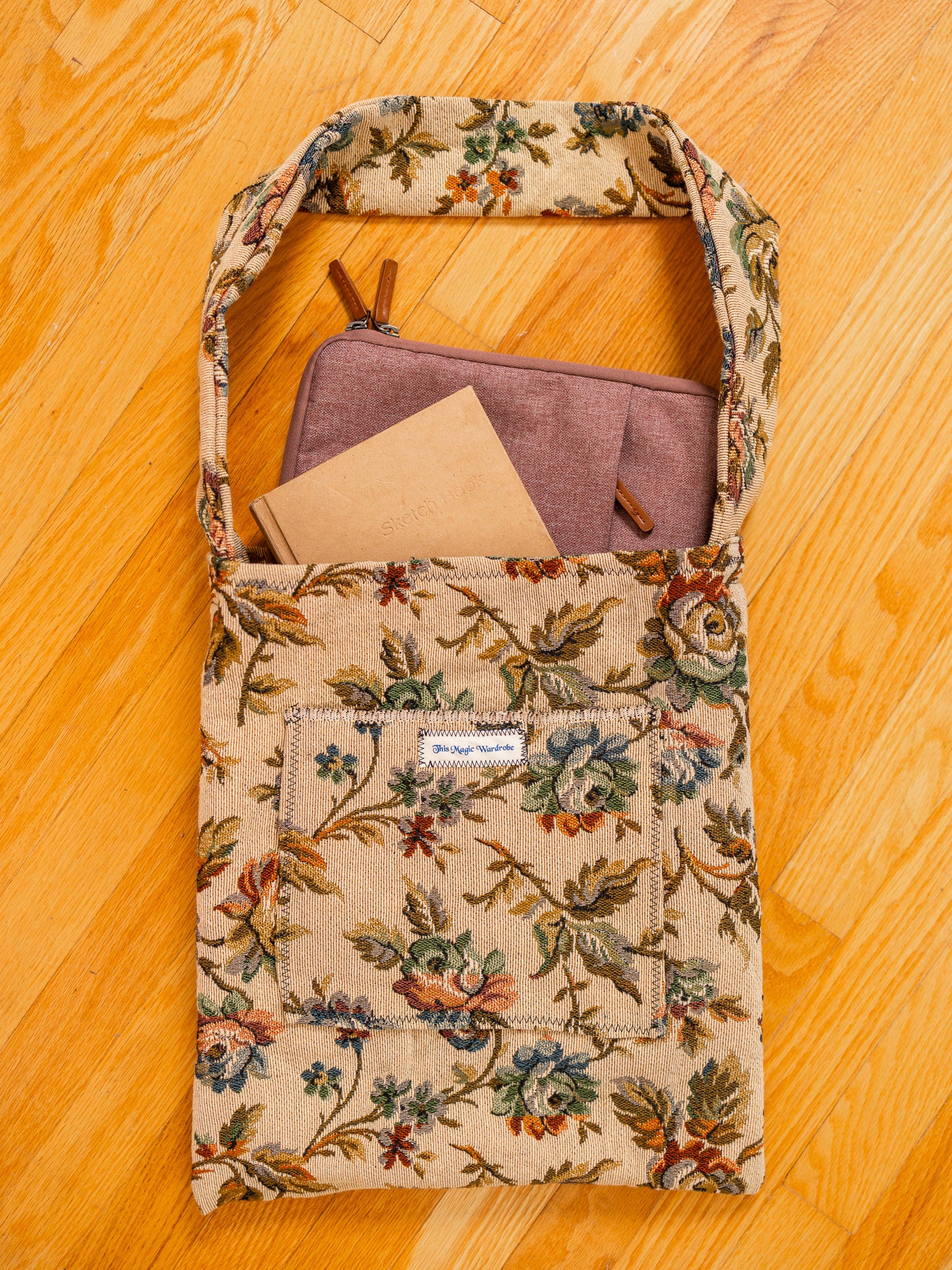 Vintage Floral Fabric Tote Bag