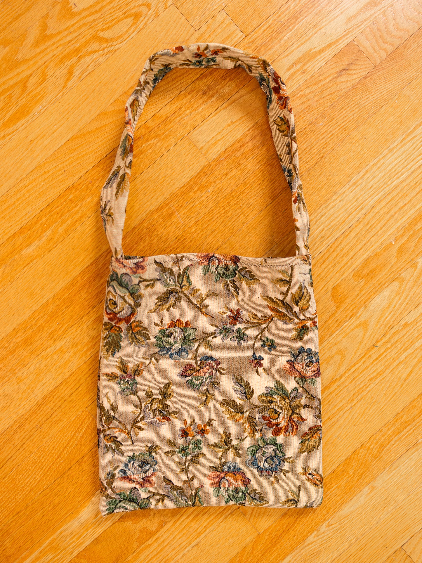 Vintage Floral Fabric Tote Bag