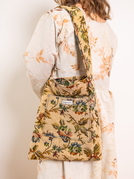 Vintage Floral Fabric Tote Bag